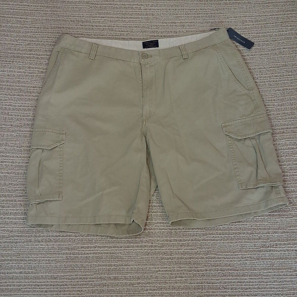 REED EDWARD CARGO SHORTS MEN 38 NEW TAGS KHAKI TAN BEIGE CASUAL COTTON 10IN INSE
